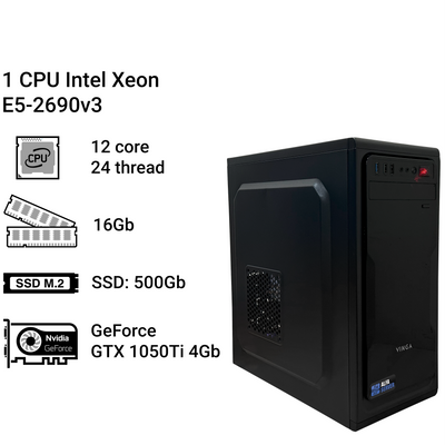 Рабочая станция Alfa Server #6 Intel Xeon E5-2690v3, 32 ОЗУ, GeForce GTX 1050Ti 4Gb 0006 фото