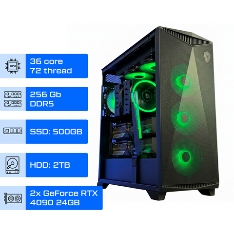 Рабочая станция ALFA 401 / Intel Xeon w9-3475x / RAM 256GB / SSD 500GB / HDD 2TB / 2x GeForce RTX 4090 24GB 0401 фото