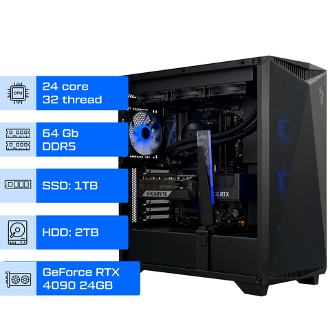 Робоча станція ALFA 263 / Intel Core i9-14900KF / RAM 64GB / SSD 1 TB / HDD 2 TB / GeForce RTX 4090 24GB 0263 фото