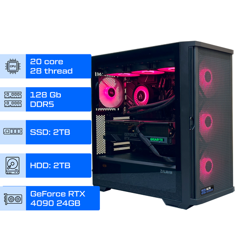 Рабочая станция ALFA 309 / Intel Core i7-14700KF / RAM 128GB / SSD 2TB / HDD 2TB / GeForce RTX 4090 24GB 0309 фото