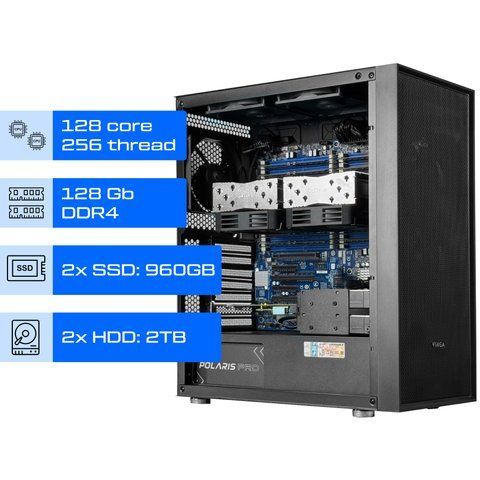 Сервер Dual ALFA Tower 685 / 2х Intel Xeon Gold 6262V / RAM 128 GB / 2x SSD 960GB / 2x HDD 2TB SAS / int video 01008 фото