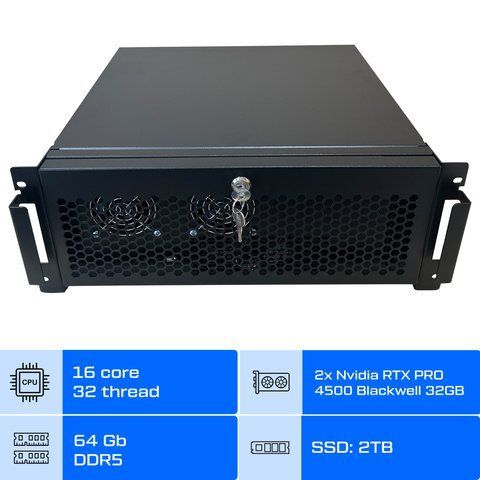 Робоча станція AI ALFA Pro 1302 / Intel Xeon w5-3525 / RAM 64GB / SSD 2TB / 2x Nvidia RTX PRO 4500 Blackwell 32GB  01302 фото