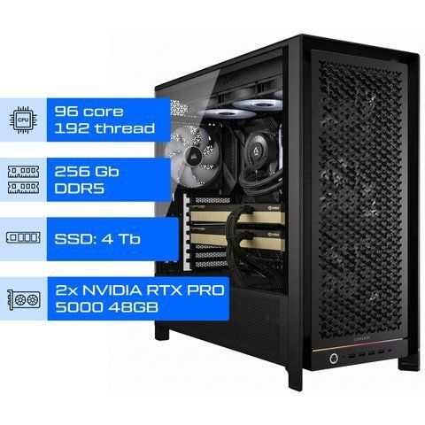 Робоча станція AI / ALFA Server Pro 1380 / AMD Ryzen Threadripper PRO 9995WX / RAM 256GB / SSD 4 TB / 2x NVIDIA RTX PRO 5000 Blackwell 48GB 01380 фото