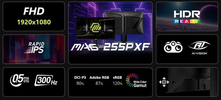 Монитор MSI 24.5" MAG 255PXF IPS Black 300Hz 100462 фото