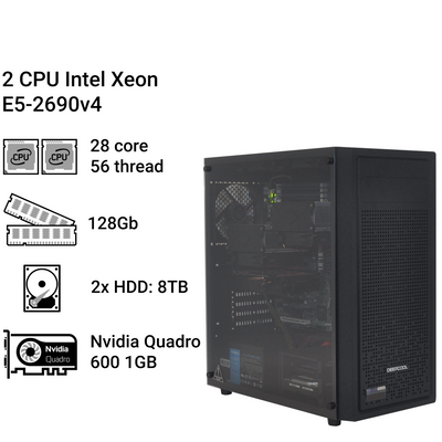 Сервер #134 Alfa Server, 2х Xeon E5-2690v4, 28 ядер, 56 потоков, 128Gb ОЗУ, 2x HDD 8Tb, Nvidia Quadro 600 1Gb 0134 фото
