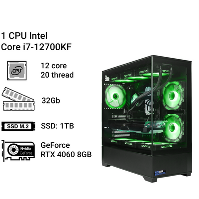 Робоча станція Alfa Server #24 Core i7-12700KF, 12 ядер 20 потоків, 32 ОЗП, GeForce RTX 4060 8Gb 024 фото