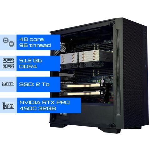 Сервер GPU Dual ALFA Tower 1089 / 2х Intel Platinum 8260 / RAM 512GB / SSD 2TB / Nvidia RTX PRO 4500 Blackwell 32GB 01101 фото
