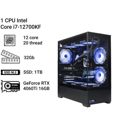 Рабочая станция Alfa Server #303 Core i7-12700KF, 12 ядер 20 потоков, 32 ОЗУ, GeForce RTX 4060Ti 16GB 0303 фото