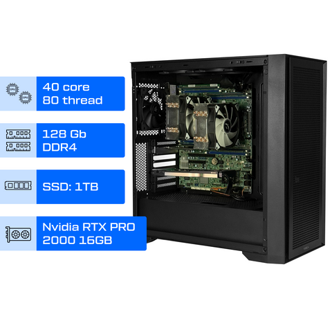 Двухпроцессорная рабочая станция ALFA Server 106 / 2х Intel Xeon Gold 6248 / RAM 128GB / SSD 1TB / Nvidia RTX PRO 2000 16GB Blackwell 0106 фото