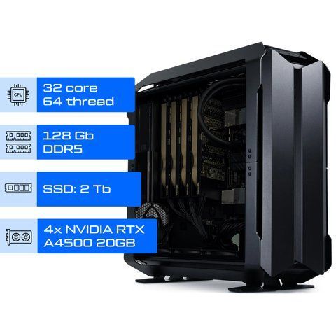 Робоча станція AI / ALFA Server Pro 1400 / AMD Ryzen Threadripper PRO 7975WX / RAM 128GB / SSD 2 TB / 4х NVIDIA Quadro RTX A4500 20GB 01400 фото