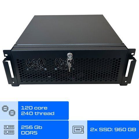 Сервер Dual ALFA Rack 783 / 2х Xeon Platinum 8490H / RAM 256GB / 2х SSD 960GB / int video 01189 фото