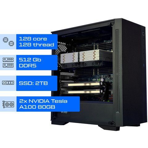 Сервер GPU for AI / Dual ALFA Server Tower 1215 / 2х Intel Xeon 6710E / RAM 512GB / SSD 2TB / 2x NVIDIA Tesla A100 80GB 01312 фото