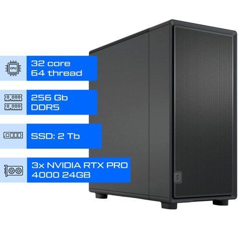Робоча станція AI / ALFA Server Pro 1385 / AMD Ryzen Threadripper PRO 9975WX / RAM 256GB / SSD 2TB / 3х Nvidia RTX PRO 4000 Blackwell 24GB   01385 фото