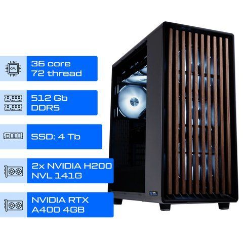 Робоча станція AI / ALFA Server Pro 1403 / Intel Xeon w9-3475x / RAM 512GB / SSD 4TB / 2x NVIDIA H200 NVL 141GB / NVIDIA RTX A400 4GB  01403 фото