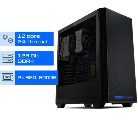 Сервер Dual ALFA Server Tower 943 / 2х Intel Xeon E5-2643v4 / RAM 128GB / 2x SSD 800GB / int video 00933 фото