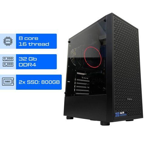 Сервер ALFA Tower 1035 / до 10 користувачів / Intel Xeon E5-2667v4 / RAM 32GB / 2x SSD 800GB / int video 01035 фото