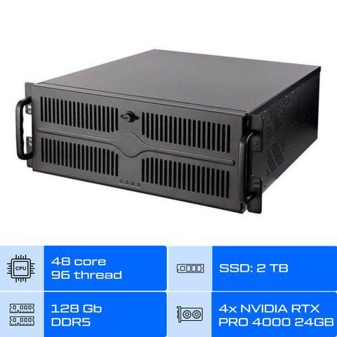 Сервер GPU for AI / ALFA Server Rack 1279 / Intel Xeon Platinum 8438C / RAM 128GB / SSD 2TB / 4х Nvidia RTX PRO 4000 Blackwell 24GB 01377 фото