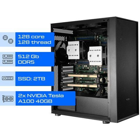 Сервер GPU for AI / Dual ALFA Server Tower 1220 / 2х Intel Xeon 6710E / RAM 512GB / SSD 2TB / 2x NVIDIA Tesla A100 40GB 01317 фото