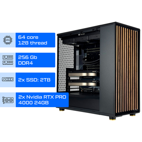 Робоча станція ALFA Pro 426 / AMD Ryzen Threadripper 3990X / RAM 256GB / 2х SSD 2TB / 2x Nvidia RTX PRO 4000 Blackwell 24GB 0426 фото