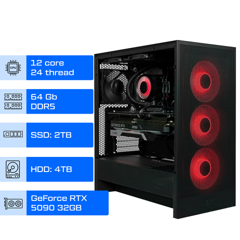 Рабочая станция ALFA 499 / AMD Ryzen 9 9900X / RAM 64GB / SSD 2 TB / HDD 4 TB / GeForce RTX 5090 32GB 0499 фото