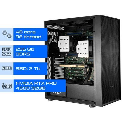 Сервер GPU Dual ALFA Tower 1247 / 2х Intel Xeon 6527P / RAM 256GB / SSD 2TB / NVIDIA RTX PRO 4500 32GB Blackwell 01344 фото