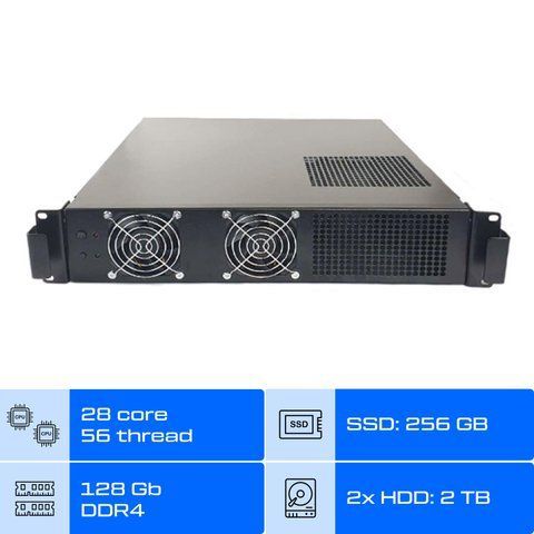 Сервер Dual ALFA Rack 2U 1114 / 2х Intel Xeon E5-2660v4 / RAM 128GB / SSD 256GB / 2x HDD 2TB / int video 01211 фото