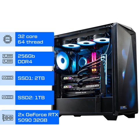 Робоча станція ALFA Pro 526 / AMD Ryzen Threadripper PRO 5975WX / RAM 256GB / 2х SSD 2TB / 2x GeForce RTX 5090 32GB 0526 фото
