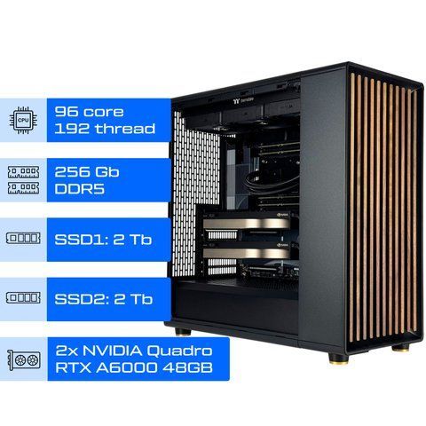 Робоча станція ALFA Pro 464 / AMD Ryzen Threadripper PRO 7995WX / RAM 256GB / 2х SSD 2TB / 2х NVIDIA Quadro RTX A6000 48GB 0464 фото