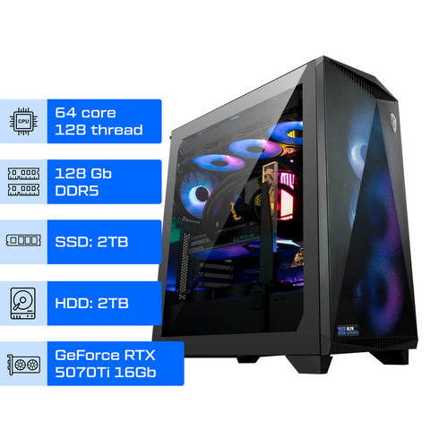 Робоча станція ALFA Pro 431 / AMD Ryzen Threadripper 7980X / RAM 128GB / SSD 2TB / HDD 2TB / GeForce RTX 5070Ti 16Gb 0431 фото