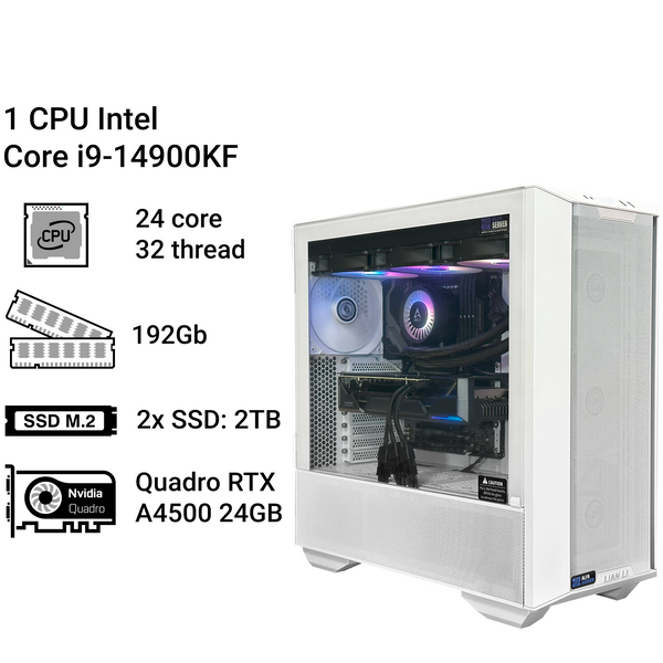 Робоча станція Alfa Server #170 Core i9-14900KF, 24 ядра, 32 потока, 192 ОЗП, Quadro RTX A4500 24GB 0170 фото