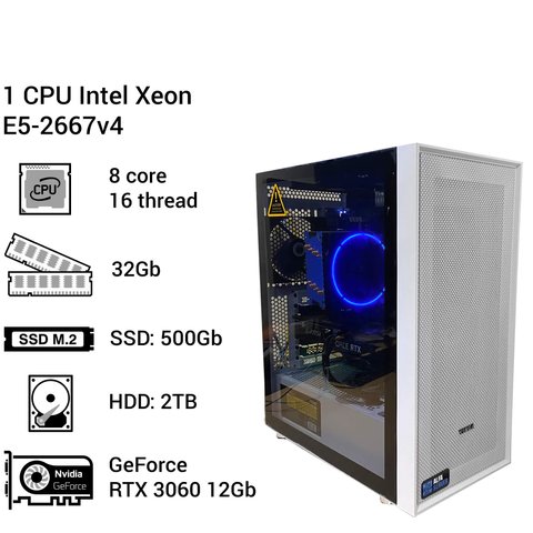 Робоча станція Alfa Server #136 Intel Xeon E5-2667v4, 16 потоків, ОЗУ 32 GВ, RTX 3060 12Gb 0136 фото