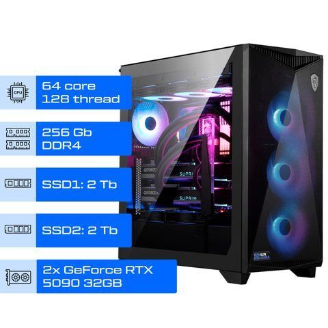Робоча станція ALFA Pro 567 / AMD Ryzen Threadripper PRO 5995WX / RAM 256GB / 2x SSD 2TB / 2x GeForce RTX 5090 32GB 0567 фото