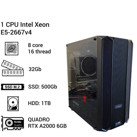 Рабочая станция #144 Intel Xeon E5-2667v4, 8 ядер, 16 потоков, ОЗУ 32 GB, NVIDIA QUADRO RTX A2000 6GB 0144 фото