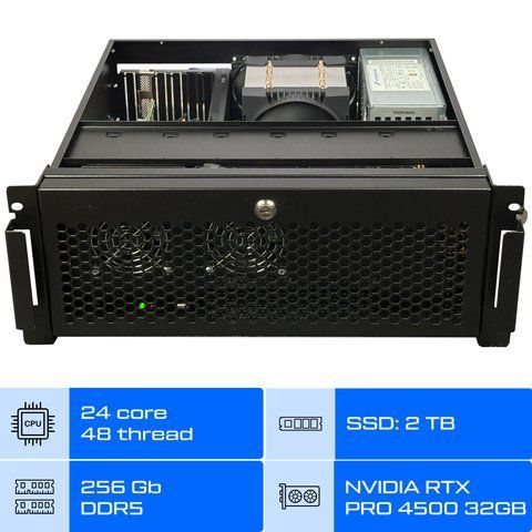 Сервер GPU ALFA Server Rack 1248 / Intel Xeon 6741P / RAM 256GB / SSD 2TB / NVIDIA RTX PRO 4500 32GB Blackwell 01345 фото