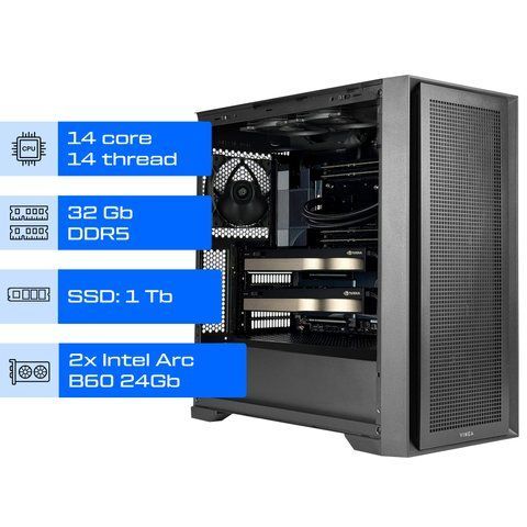 Робоча станція AI ALFA Pro 1352 / Intel Core Ultra 5 245KF / RAM 32GB / SSD 1TB / 2х Intel Arc B60 24Gb 01352 фото