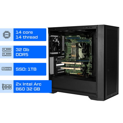 Рабочая станция AI ALFA Pro 1352 / Intel Core Ultra 5 245KF / RAM 32GB / SSD 1TB / 2х Intel Arc B60 24Gb 01352 фото