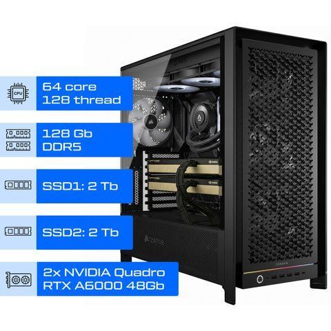Робоча станція ALFA Pro 433 / AMD Ryzen Threadripper 7980X / RAM 128GB / 2х SSD 2TB / 2x NVIDIA Quadro RTX А6000 48Gb 0433 фото