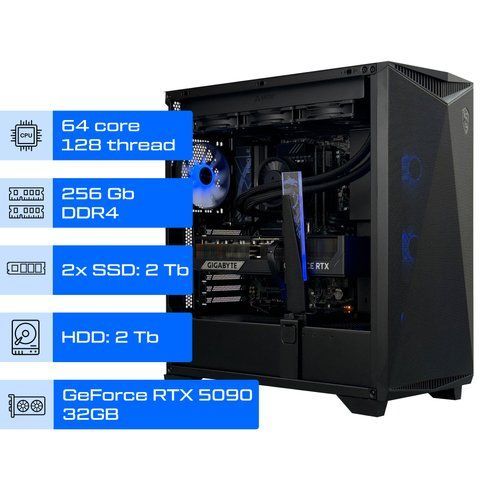 Робоча станція ALFA Pro 568 / AMD Ryzen Threadripper PRO 5995WX / RAM 256GB / 2x SSD 2TB / HDD 2TB / GeForce RTX 5090 32GB 0568 фото