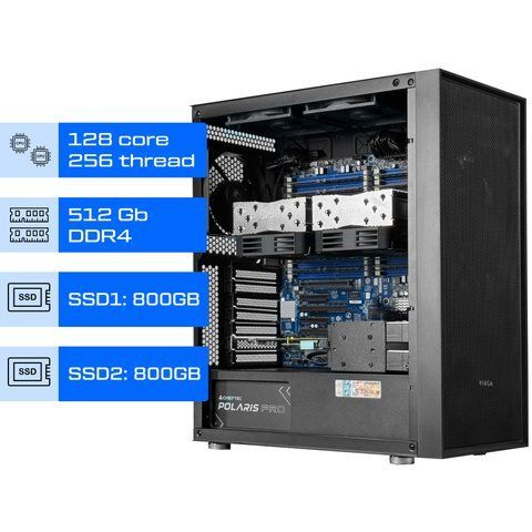 Сервер Dual ALFA Server Tower 1144 / 2х AMD EPYC 7763 / RAM 512GB / 2х SSD 800GB / int video 01241 фото