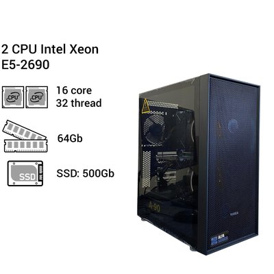 1С Сервер #133 з IPMI (по 30 користувачів) 2x Intel Xeon E5-2690, 16 ядер 32 потоки, 64 ОЗУ 0133 фото