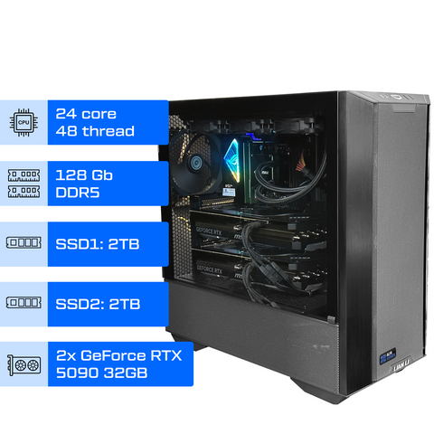 Робоча станція ALFA Pro 570 / AMD Ryzen Threadripper PRO 7965WX / RAM 128GB / 2х SSD 2TB / GeForce RTX 5090 32GB 0570 фото