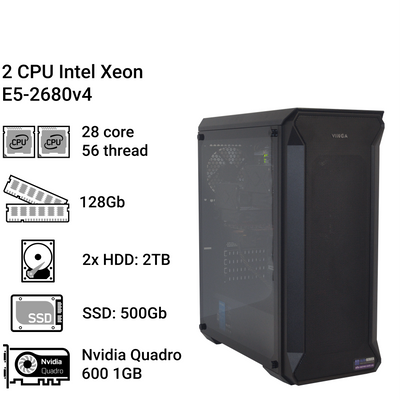 Cервер #128 Alfa Server, 2х Xeon E5-2680v4, 28 ядер, 56 потоків, 128Gb ОЗП, 2x HDD 2Tb 0128 фото