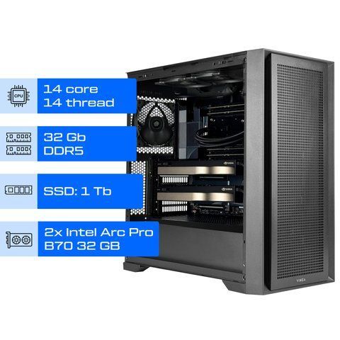 Робоча станція AI ALFA Pro 1355 / Intel Core Ultra 5 245KF / RAM 32GB / SSD 1TB / 2х Intel Arc Pro B70 32 GB 01355 фото