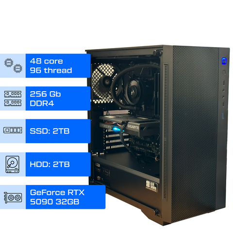 Двопроцесорна робоча станція ALFA Server 509 / 2x Intel Xeon Platinum 8168 / RAM 256GB / SSD 2TB / HDD 2TB / GeForce RTX 5090 32GB 0509 фото