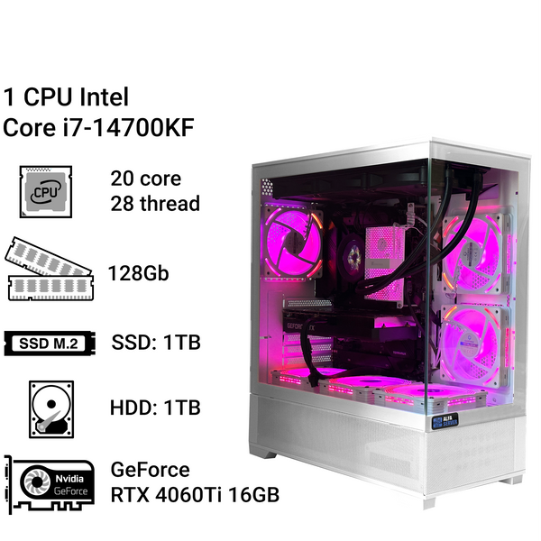 Рабочая станция Alfa Server #176 Core i7 14700KF, 20 ядер, 24 потока, ОЗУ 64 GB, GeForce RTX 4060Ti 16GB 0176 фото