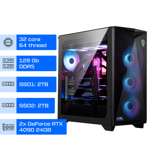 Робоча станція ALFA Pro 436 / AMD Ryzen Threadripper 7970X / RAM 128GB / 2х SSD 2TB / 2x GeForce RTX 4090 24GB 0436 фото