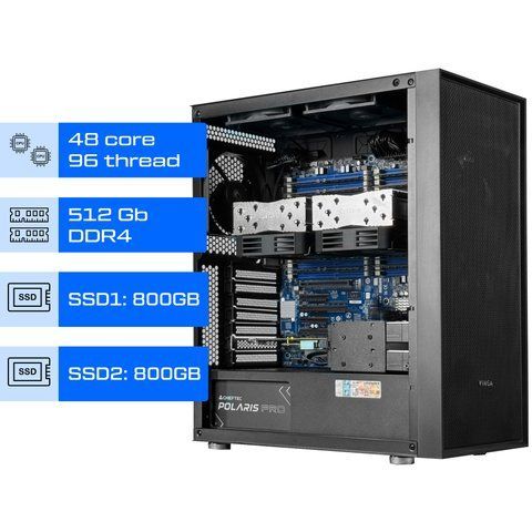 Сервер Dual ALFA Server Tower 1148 / 2х AMD EPYC 7413 / RAM 512GB / 2х SSD 800GB / int video 01245 фото