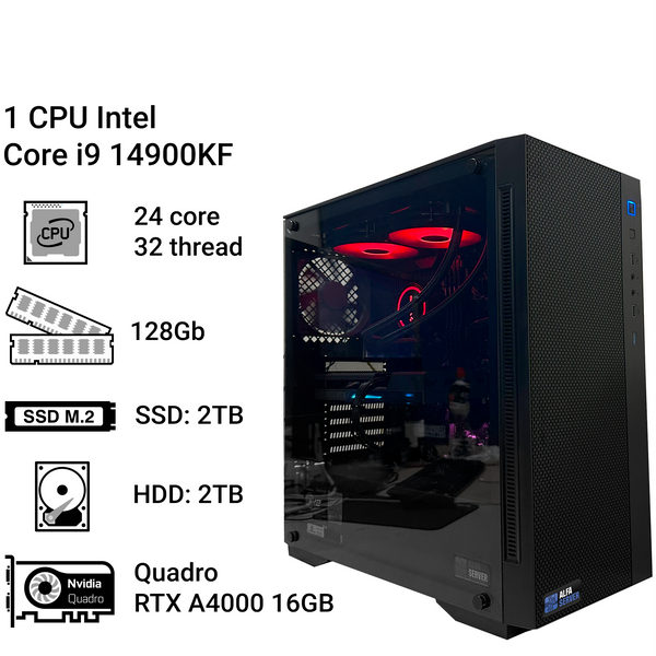 Робоча станція Alfa Server #177 Core i9-14900KF, 24 ядра, 32 потока, 128 ОЗП, NVIDIA Quadro RTX A4000 16GB 0177 фото