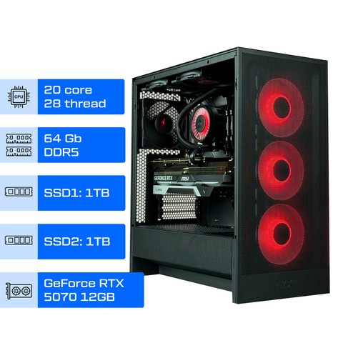 Рабочая станция ALFA 178 / Intel Core i7-14700KF / RAM 64GB / 2x SSD 1TB / GeForce RTX 5070 12GB 0178 фото
