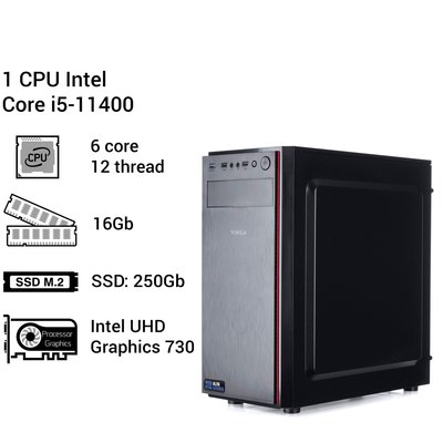 Компьютер Alfa Server #163 Core i5-11400, 6 ядер 12 потоков, 16 ОЗУ, Intel HD 0163 фото